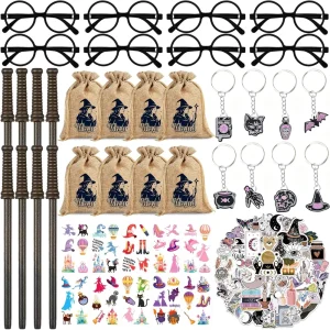 92Pcs Wizard Party Favors for Kids with Glasses Frames Wand Pencils & Gift Bags Goodie Bag Fillers Birthday Party Supplies