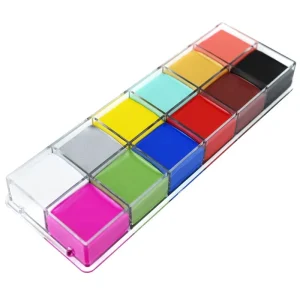 96G Rainbow 12 Color Temporary Acrylic Body Painting Paint for Adult Face Body with Stencils Lasting Oil Cream