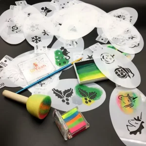 9PCS Stencils for Body Painting Face Art DIY Makeup Stamps Reusable Temporary Tattoos Stencils