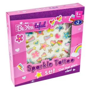 A Mazon Hot Selling Kids Fashion Activity Girl Sparkle Temporary Tattoo Kit for Ages 5+