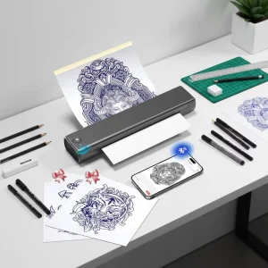 A4 Portable Wireless Tattoo Stencil Printer Inkless Copier with Blue Tooth Interface Used Color Style