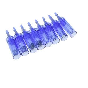 A6 Pen Disposable Blue Short Stainless Steel Needle Cartridge 12/24 Nano Bayonet Replacement for Eyebrow Application