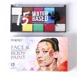 AC-8009 15 Colors Body and Face Makeup Paint Set Party Halloween Costume Face Painting Kit for Children Quick Drying