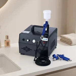 AH28A Piston Airbrush Compressor with Gravity Feed and Copper Components for Automotive Tanning Applications