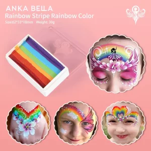 ANKA BELLA Professional Natural Plant Based Rainbow Split Cake Face Paint One Stroke Body Painting Paint 30g Non Toxic CE