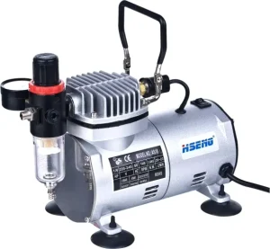 AS18 2 Oil Free Portable Piston Type AC Powered Airbrush Compressor with Air Cooled System