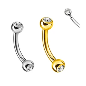 ASTM F136 G23 Titanium Internal Threaded Curved Barbell With Press Fit Jeweled Balls Body Piercing Eyebrow