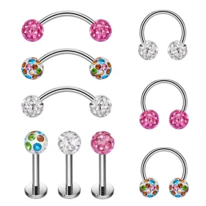 ASTM F136 G23 Titanium Nose Ring 16G Never Fall Out Crystal Curved Barbell Ear Studs Women Body Piercing Jewelry