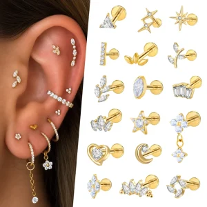 ASTM F136 Implant Grade Titanium Internally Threaded Labret Tragus Helix Daith Lip Earrings Body Piercing