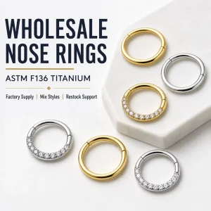 ASTM F136 Implant Grade Titanium Nose Ring Clicker Boucles De Nez Piercing De Titanio Body Piercing Jewelry