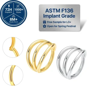 ASTM F136 Implant Grade Titanium Nose Ring Clicker Boucles De Nez Piercing De Titanio Body Piercing Jewelry