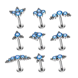 ASTM F136 Titanium 16G Helix Cartilage Earring Stud Zircon Labret Lip Tragus Nose Piercing Gold Plated Blue Crystal Jewelry