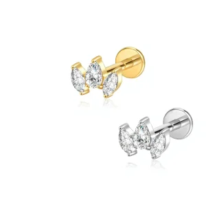 ASTM F136 Titanium Alloy Body Piercing Jewelry Crown Jewel Internally Threaded Fashion Style Ear Studs Gold Plated
