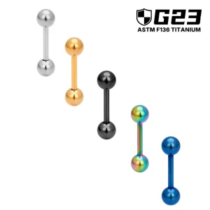 ASTM F136 Titanium Internally Threaded Straight Barbell Tongue Ring Industrial Cartilage Piercing Jewelry