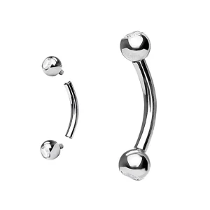 ASTM F136 Titanium Jeweled Balls Internally Threaded Curved Barbells Body Jewelry