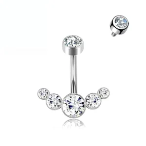 ASTM F136 Titanium New Belly Button Ring Set 5A Zirconia Welded Cylinder Gold Plated Body Piercing Jewelry Titanium Earrings