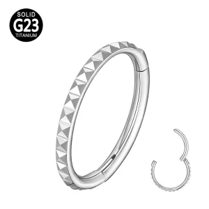 ASTM F136 Titanium Piercing Body Jewelry Pyramid Hinged Segment Nose Ring Hoop Earrings