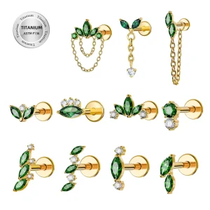 ASTM F136 Titanium Zircon Ear Nose Stud Labret Internal Thread Push In Lip Ring Tragus Lobe Body Piercing Jewelry