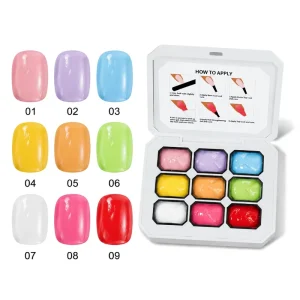 Abrltino HEMA & TPO Free Ombre Cushion Pat Pat Gel Polish Set 9 Colors Blush Effect Painting Gel Art UV Gel Polish in Stock