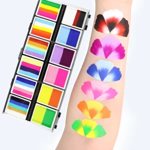 Abstract Rainbow Split Cake Face Body Paint Palette for Kids Non-Toxic Professional Mineral Water-Based Paint 6*10g