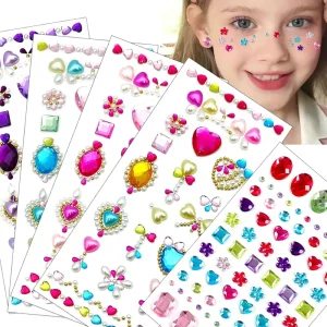 Acrylic Bling Face Gems Decorative for Makeup Festival Handicraft Stickers for Kids Self Adhesive Face Jewels