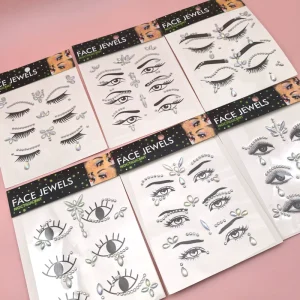 Acrylic Glow-in-the-dark Stickers Eye Crystal Rhinestone Decals DIY Rhinestone Personalized Beauty Face Gems 13×17.5CM