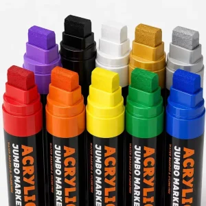 Acrylic Marker Set 15mm Tip Broad Flat Nib High Coverage Graffiti Quick Drying Waterproof Paint Pens for Murals Posters Signage