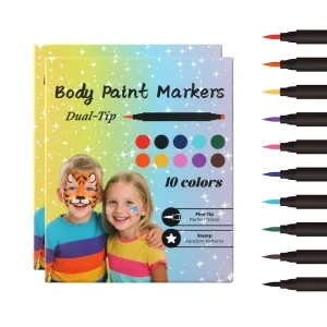 Acrylic Skin Harmless 10 Colors Washable Temporary Dual-tip Face Paint Tattoo Marker Kit Bright Body Tattoo Markers Kids