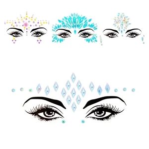 Acrylic Stickers Face Jewels and Rhinestones for Temporary Holiday Makeup Eye and Body Rave Accessories