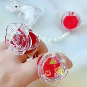 Acrylic Transparent Ring Cup for Lip Gloss Lip Balm Permanent Makeup Tattoo Pigment Ink Plastic Container Cap With Pendant