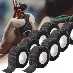 Adhesive Bandage Roll for Grip Disposable Elastic Waterproof Cover Tape Black Bandage Wrap for Tattoo