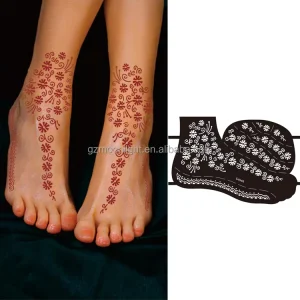 Adhesive Foot Henna Tattoo Stencils Reusable DIY Temporary Tattoos Black Tattoo Stickers