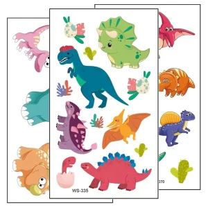 Adhesive Waterproof Temporary Tattoos 20 Sheet Cute Animal Dinosaur Style Cartoon Perfect Birthday Party Gifts Kids Made Paper