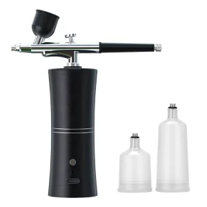Adjustable Flow Airbrush Sprayer, Rechargeable Handheld Device for Oxygen Facial, Model Painting & Cake Decorating