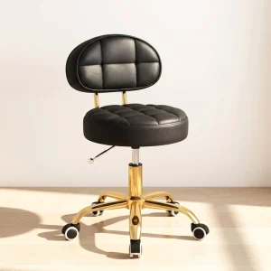 Adjustable Height Salon Swivel Stool Luxury Chrome Base Rolling Bar Chair with Backrest for Salon