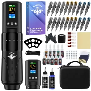 Adjustable Stroke Dual Battery Wireless Tattoo Machine Set Beginner Friendly Secant Fogging Tool Screen Display Plastic Material