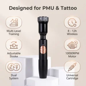 Adjustable Stroke PMU Machine 2.3mm 2.7mm Wireless Permanent Makeup Device for Academies