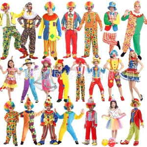 Adult Echo Unisex Costume Set Polyester Spandex Circus Jumpsuit Wig Hat Halloween Stage Carnival