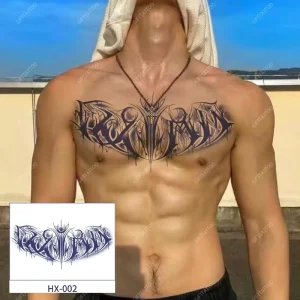 Adult Sexy Tribal Temporary Tattoos Water Transfer Semi Permanent Sticker for Chest