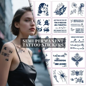 Adults Face Hands Tiny Words Alphabet Tattoo Stickers for Temporary Body Art Patterns