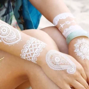 Adults Women Girls Body Art Arm Necklace Flower Lace Mehndi Sexy India Wedding Tattoo Stencil Henna Temporary Tattoo Sticker