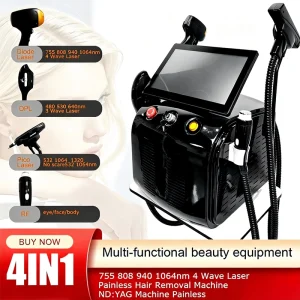 Aesthetic 4 in 1 Smooth Skin Care Machine Carbon Peel Pigment Cleanse RF Face Lifting Hair Removal System for Salon Spa