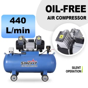 Air Compressor 150 Litre Mobile Industrial Paint Oil Free Piston Silent Air Compressor