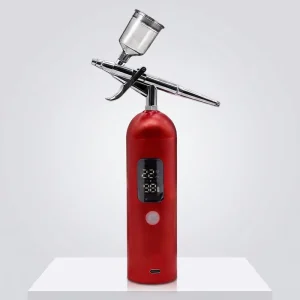 Airbrush Kit 35PSI Dual Action Cake Auto Stop LED Display for Nail Art ABS Copper Construction Cordless 4 Speed Settings