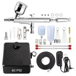 Airbrush Kit 40PSI Air Compressor Dual-Action Air Brush for Model Paint Car Nail Makeup Cake Decoration Art Drawing Craft Tattoo