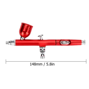 Airbrush Kit, Dual Action Gravity Air Brush Gun with 3 Nozzle Sets, Aluminum Spray Gun for Makeup Nail Art Painting Model