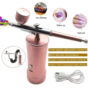 Airbrush Kit Handheld Rechargeable 0.3mm Tip Perfect for Art Beauty and Baking