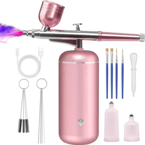 Airbrush Kit With Compressor 48PSI High Pressure Non Clogging Air Brush Set Cordless Rechargeable With 0.3mm Nozzle
