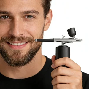 Airbrush Kit for Men’s Makeup Barber Use Beard Dye & Ink Non-Clogging Private Label