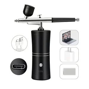Airbrush Kit with 0.3mm Tip Rechargeable Lithium Battery USB Powered Ideal for Painting Tattoos Nail Art and Model Coloring